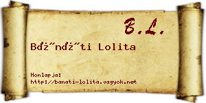 Bánáti Lolita névjegykártya